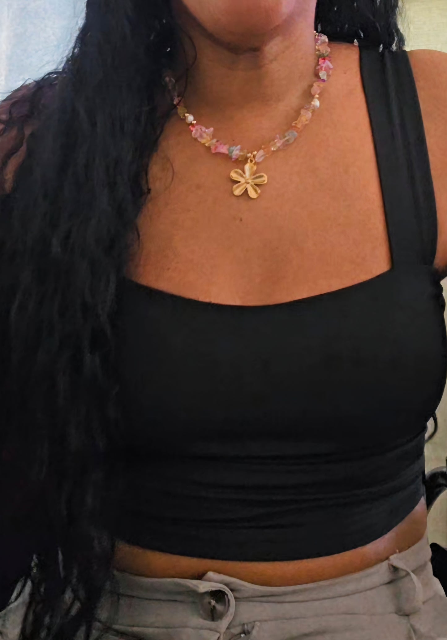 Cristal flower necklece