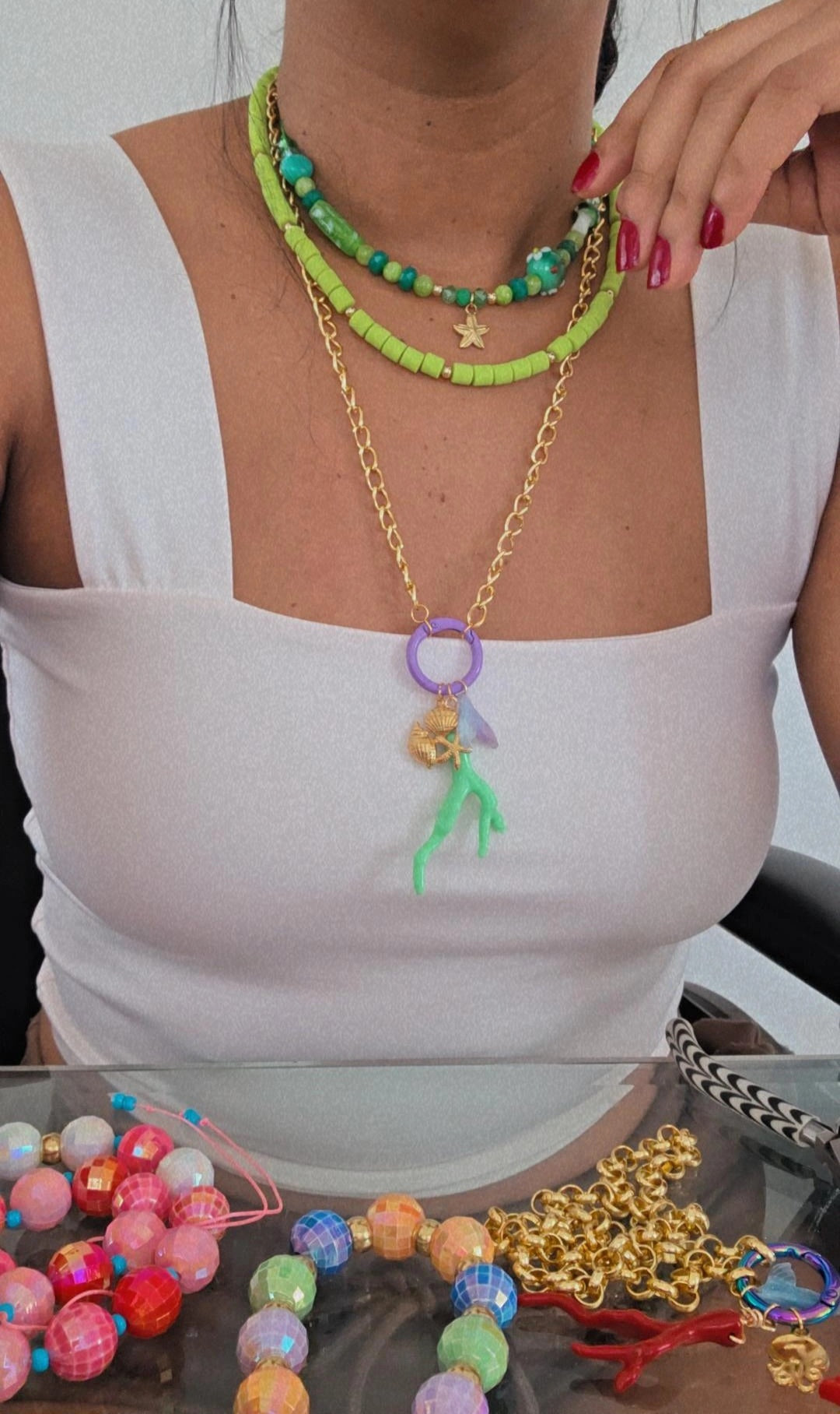 🌴"Brisa boricua"🌴 Coral neckleces