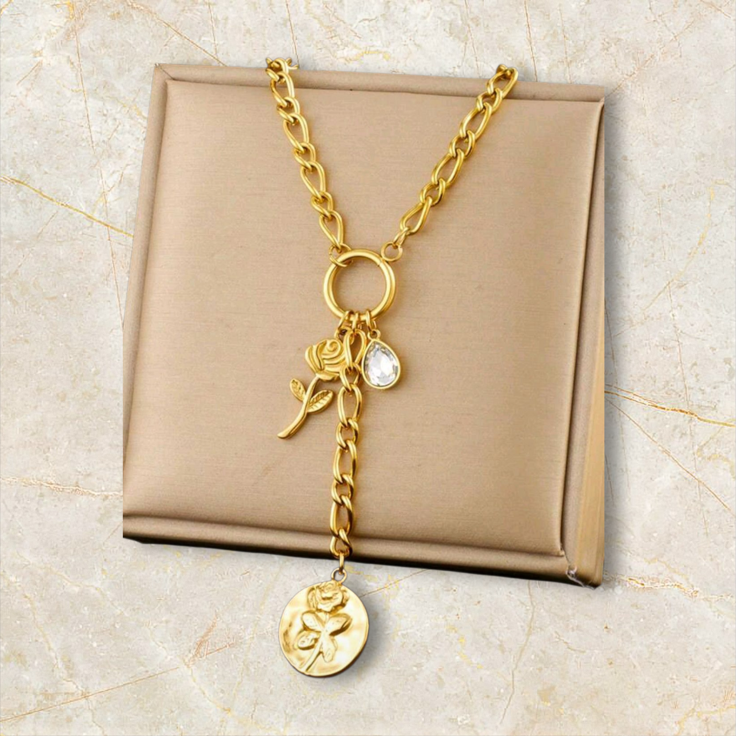 Lariat charm necklace